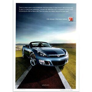 2006 Saturn Sky Red Line Convertible Roadster Vintage Print Ad Man Cave Wall Art